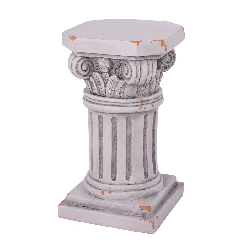Christopher Knight Home - 18.50"H Classical Ionic MGO Pedestal Plant Stand Side Table for Indoor & Outdoor