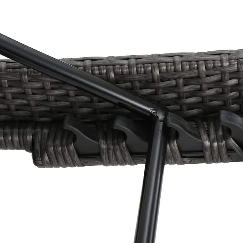 Outdoor Curved Wicker Lounge Chair Set of 2, Water Resistant Adjustable Reclining Chairs with Armrests & Folding Legs