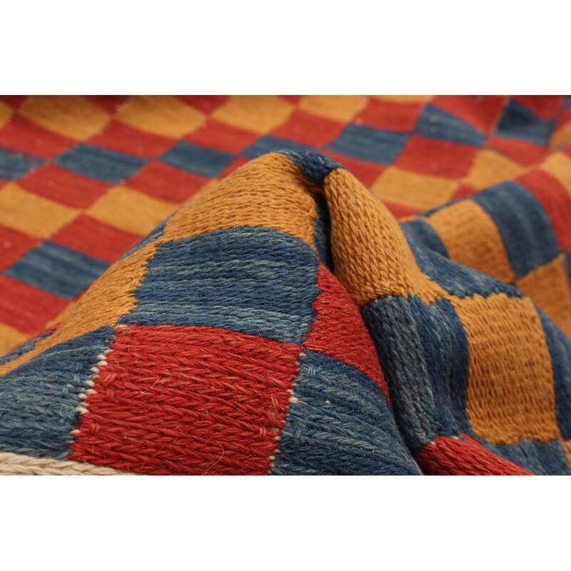 ECARPETGALLERY Flat-Weave Kashkuli Red Wool Tapestry Kilim - 6'4 x 6'7