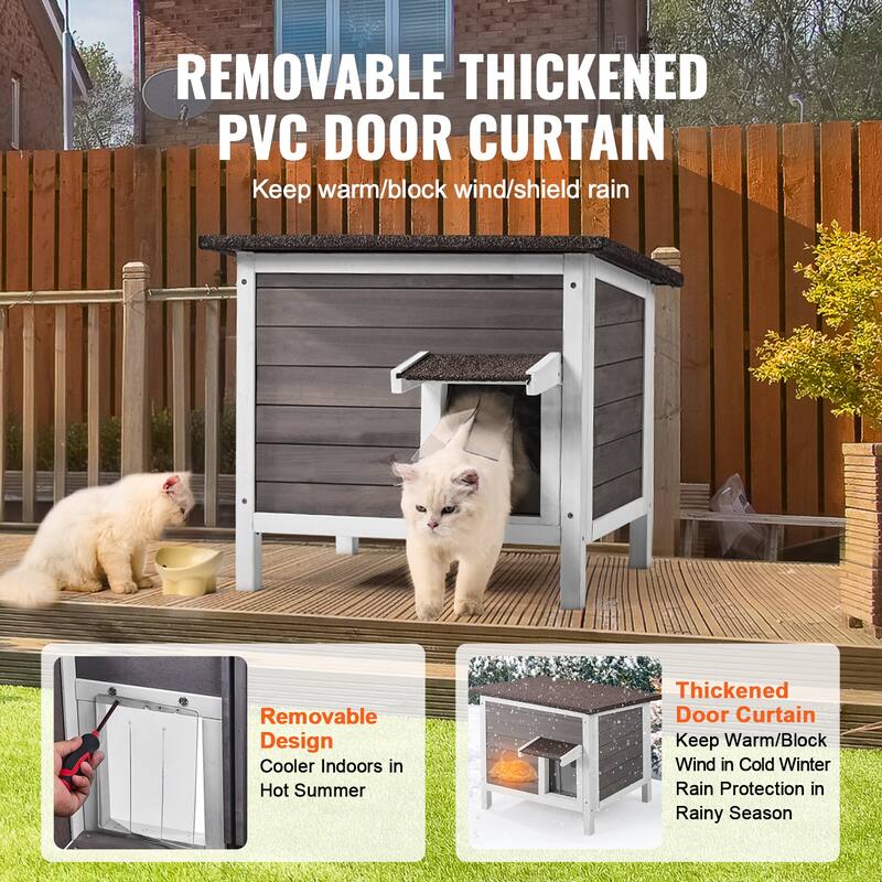 Outdoor Cat House Weatherproof Feral Cat Shelter for Multiple Cats Outdoor Wooden Cat Rabbit House