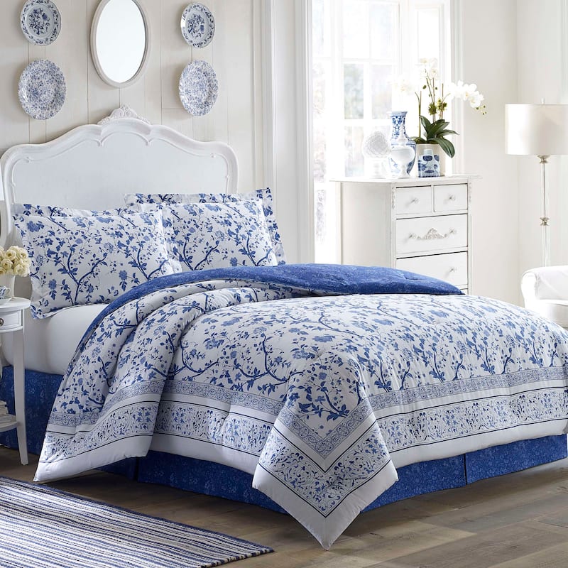 Laura Ashley Charlotte Blue Cotton Duvet Cover Set