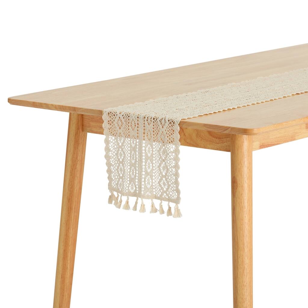1 Pack Lace Table Runner with Tassels, Table Banner for Dining Decor