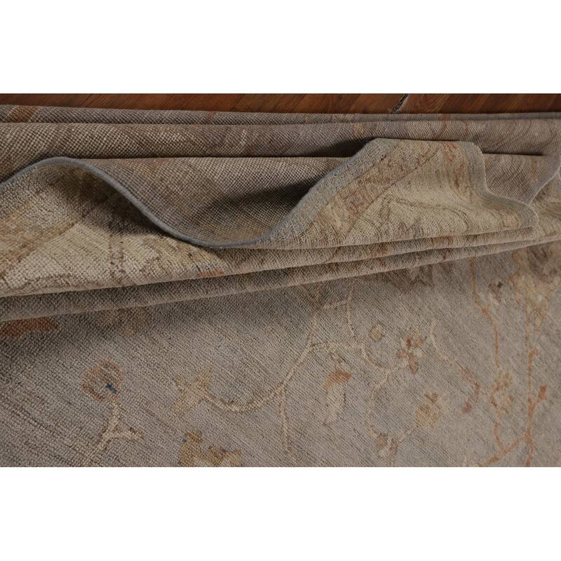Vegetable Dye Oushak Turkish Rug Hand-Knotted Oriental Wool Carpet - 9'2"x 11'8"