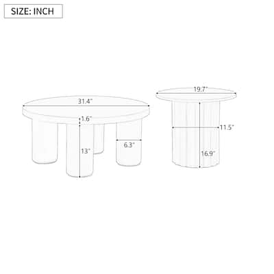 Coffee Table Set of 2 with Cylindrical Leg