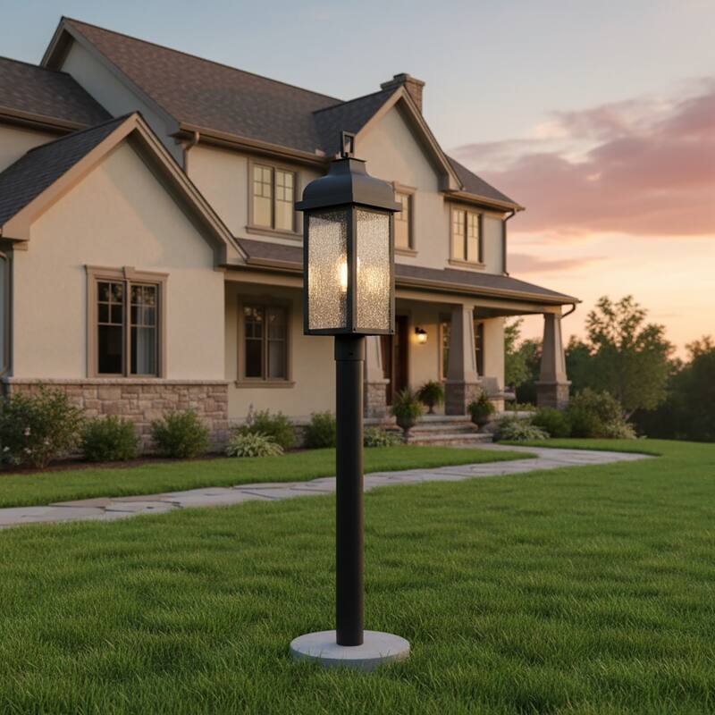 Artcraft Madrid - 1-Light Outdoor Post-Light - Clear Glass Shade - Black Finish