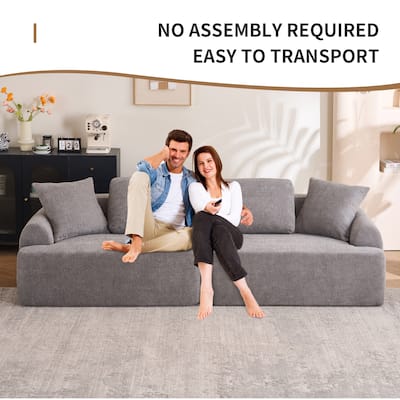 Modular Lounge Couch Crochet Yarn Fabric Deep Seat Sectional Sofa 4 Seater Full Compression Sponge Sofa with Pillows