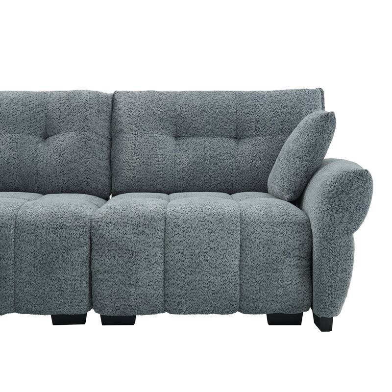 4-Seat Sectional Sofa Couch with Chaise, Tufted L-Shaped Modular Sofa with Pillows, Pocket Spring Cushions & Solid Wood Frame