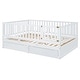 preview thumbnail 59 of 118, Wood Cribs Convertible Toddler Bed with Fence Guardrails and 2 Drawers Split into Independent Floor Bed and Daybed Slat Support