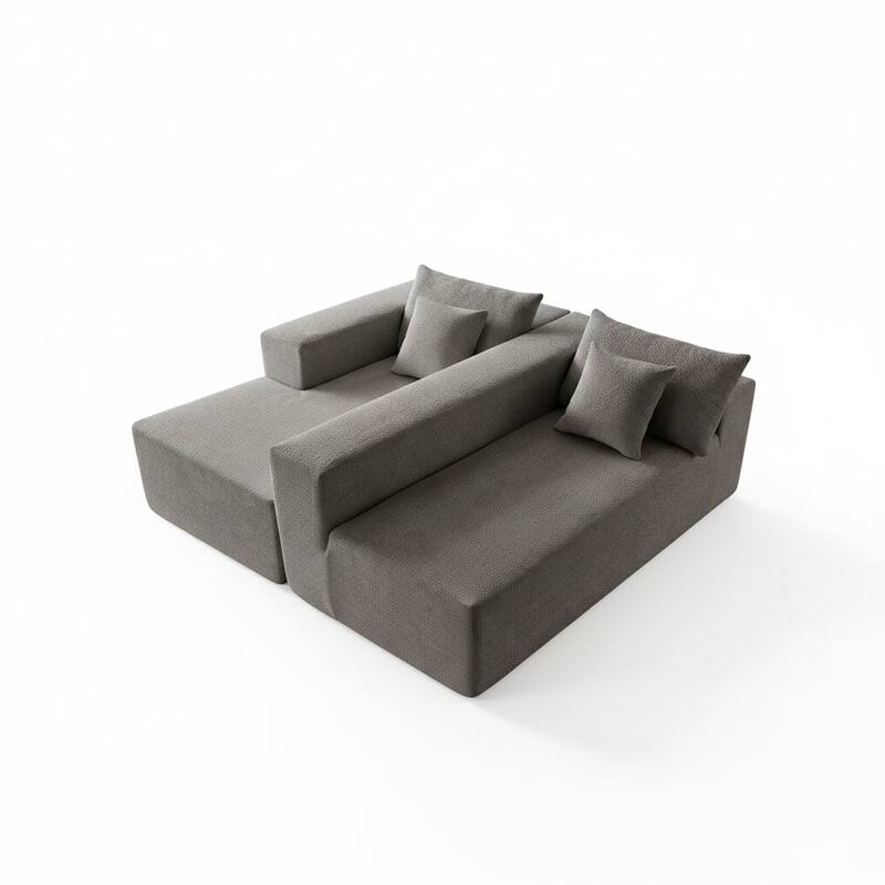 103.54" L-Shaped Modern High-Density Sponge Velvet Modular Sectional Sofa with Chaise & Pillows