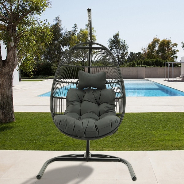 Modern Patio Egg Shape Swing Chairs With Cushion