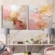 preview thumbnail 1 of 4, Designart "Gold And Pink Paint Fusion" Abstract Painting Canvas Set Of 2 - Modern Wall Art Set Beige Wall Art 2 Pieces