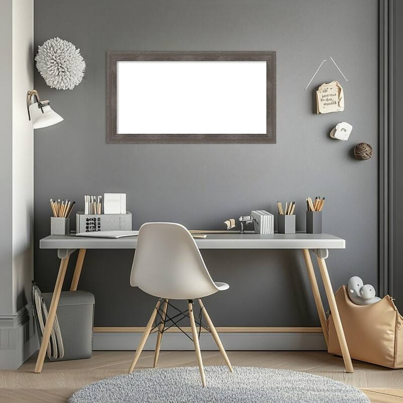 Amanti Art Pinstripe Lead Grey Framed Dry Erase Magnetic Board