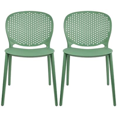 Armless Stacking Molded Matte Dining Side Chairs Patio Indoor Outdoor Kitchen Bedroom Set of 2