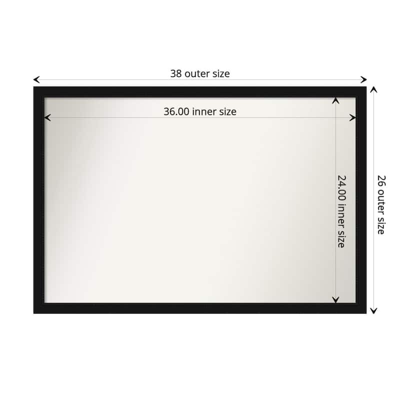 Non-Beveled Wall Mirror - Avon Black Narrow Frame - 38 x 26 in - Avon Black Narrow