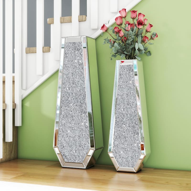 Glam Tall Crushed Diamond Floor Vase