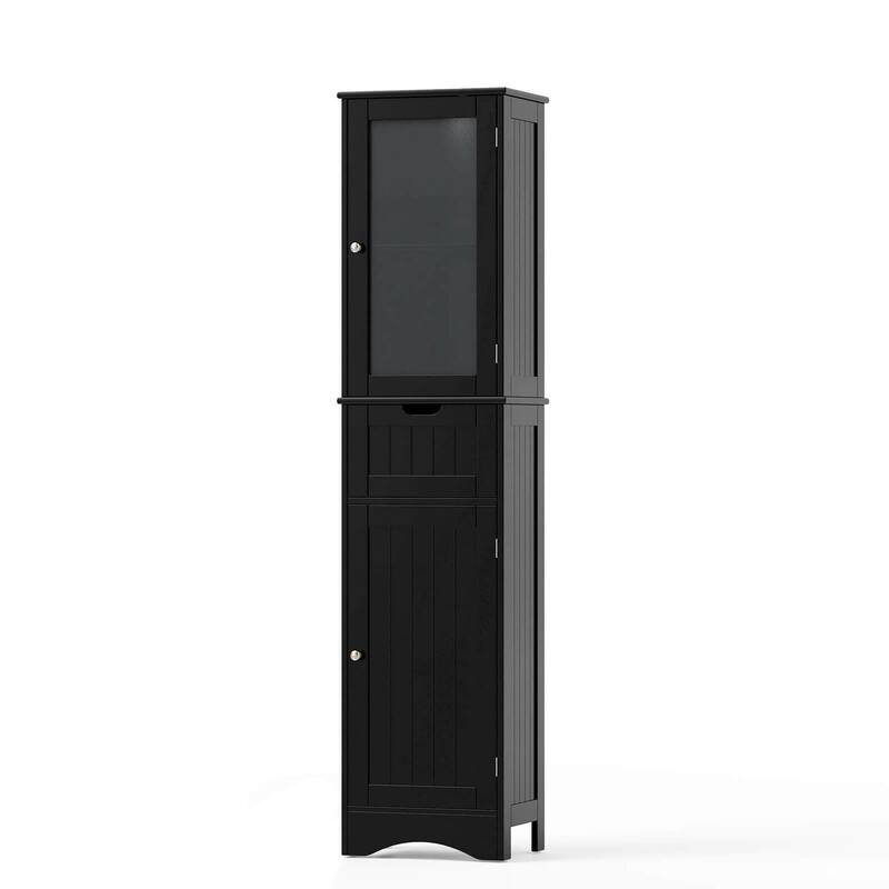 Costway Bathroom Tall Cabinet Freestanding Linen Tower with Doors & - See Details