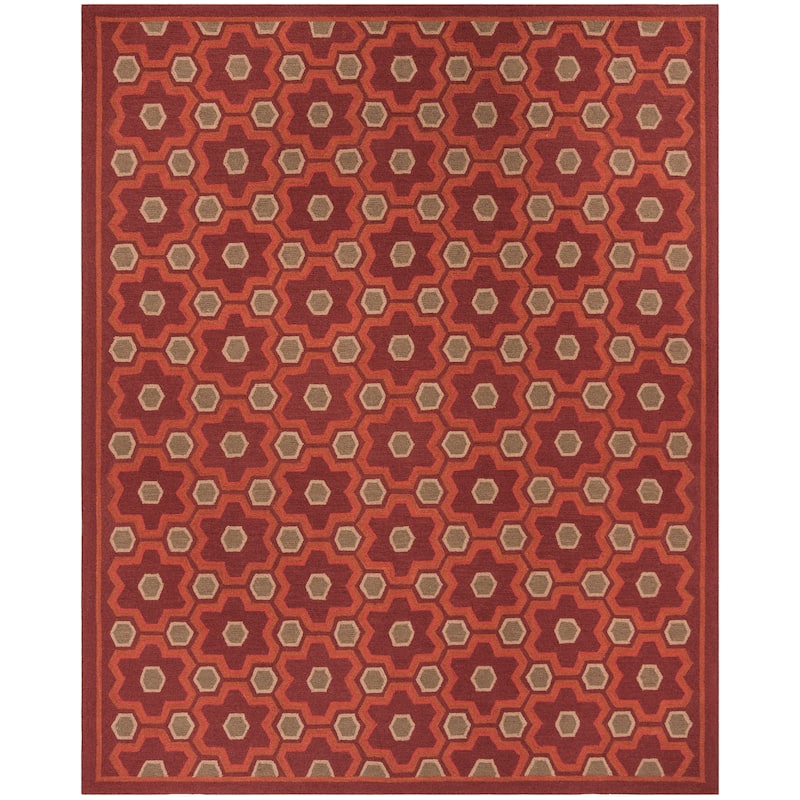 Martha Stewart by SAFAVIEH Puzzle Geometric Wool Rug - 3'9" x 5'9" - Choc Cosmos Brown