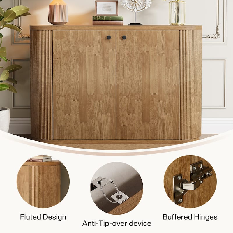 Farmhouse Sideboard Buffet Cabinet with Storage - 13.7" D x 47.2" W x 31.5" H