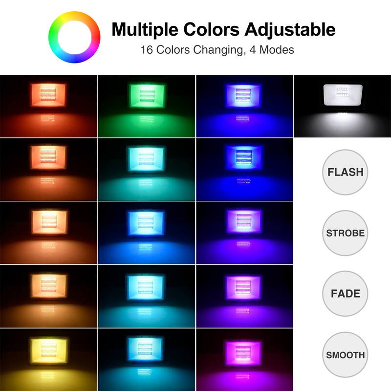 RGB LED Flood Lights, 30W/50W/100W Color Changing Spotlight with R/C