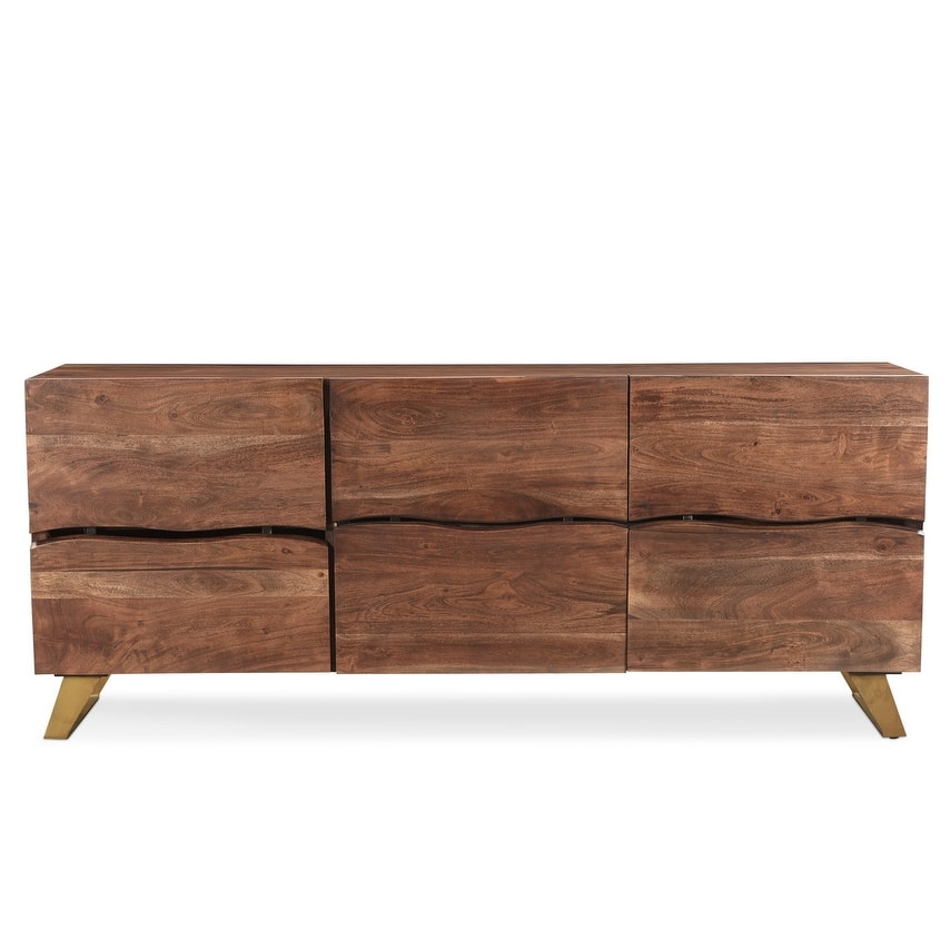Handmade Seesham Wood Sideboard with Gold Legs (India)