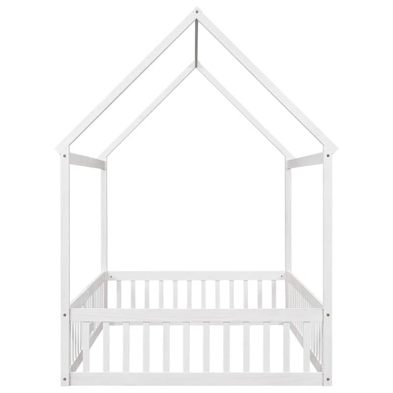 Wood House-Shaped Design Bed with Fence and Door - Bed Bath & Beyond ...