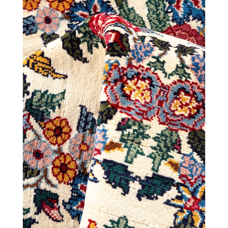 Overton Hand Knotted Wool Vintage Inspired Traditional Mogul Ivory Area Rug - 6' 2" x 9' 2"