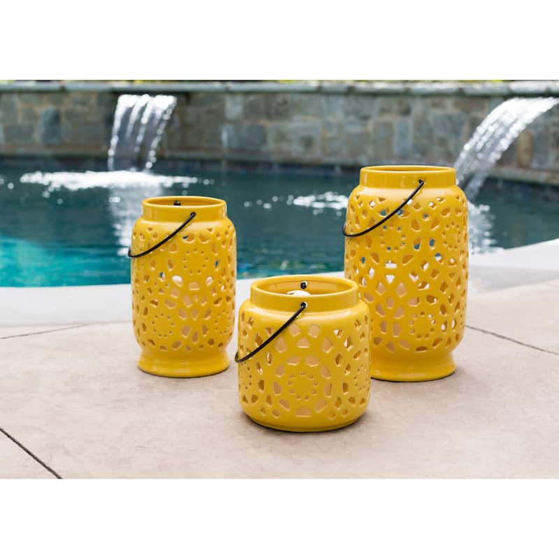 Livabliss Pamela Ceramic Large Size Decorative Lantern