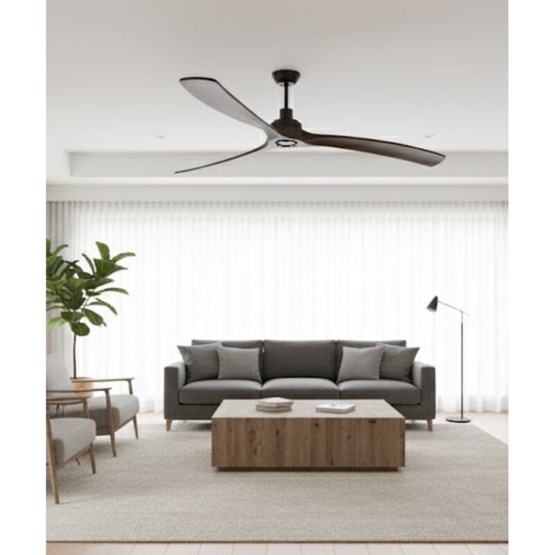 88" Rio Grande 3-Blade Ceiling Fan Oil Rubbed Bronze Finish and Walnut Blade Finish with Wall Control