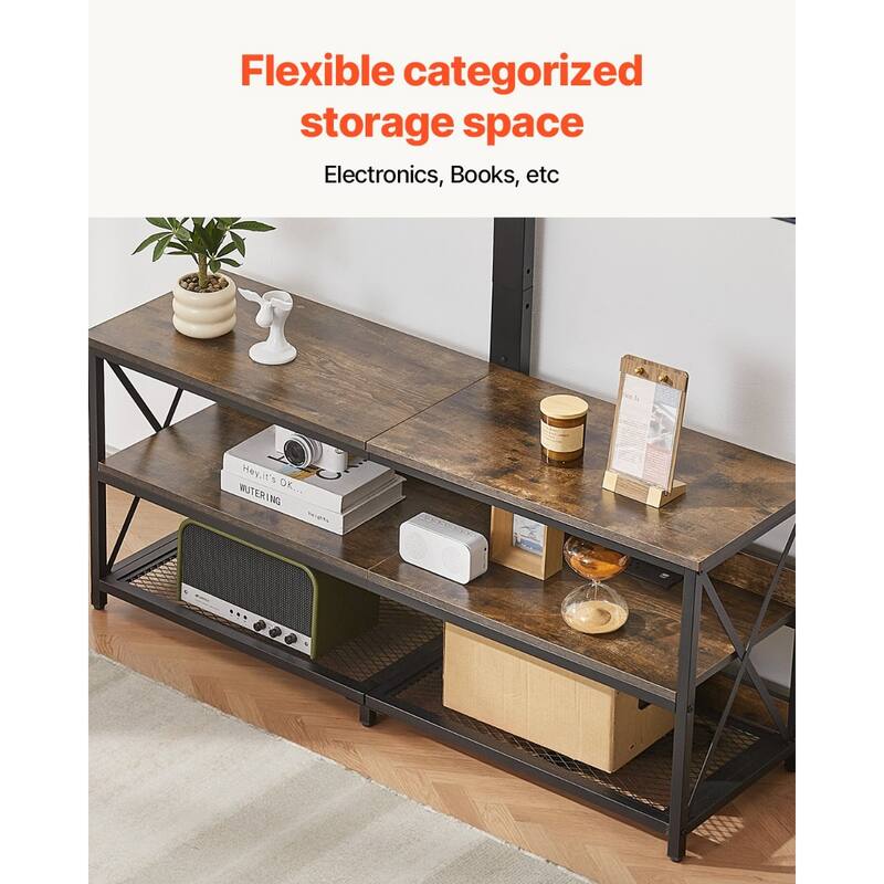 TV Stand with Mount, 48" Adjustable Console for 75-inch TVs - 47.2 x 14.0 x 20.1 in