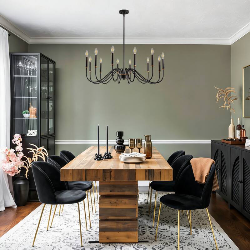 12-Light Candle Chandelier Dimmable Classic/ Traditional Chandelier for Living Room