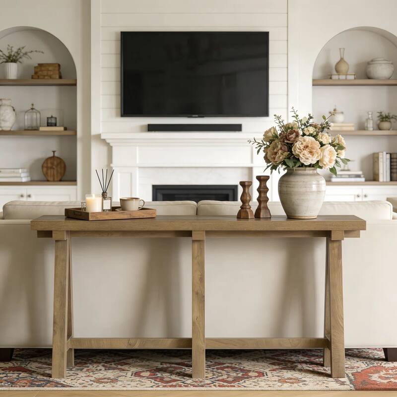 70.86" Extra Long Farmhouse Sofa Table, Rustic Console