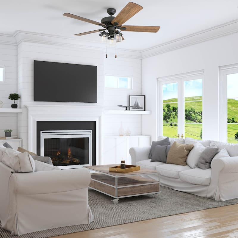 52" Prominence Home Briarcrest Bronze Farmhouse LED Ceiling Fan with Light, Pull Chain