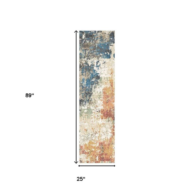 Cewe Distressed Abstract Modern Stain Resistant Woven with Fringe Area Rug By HomeRoots