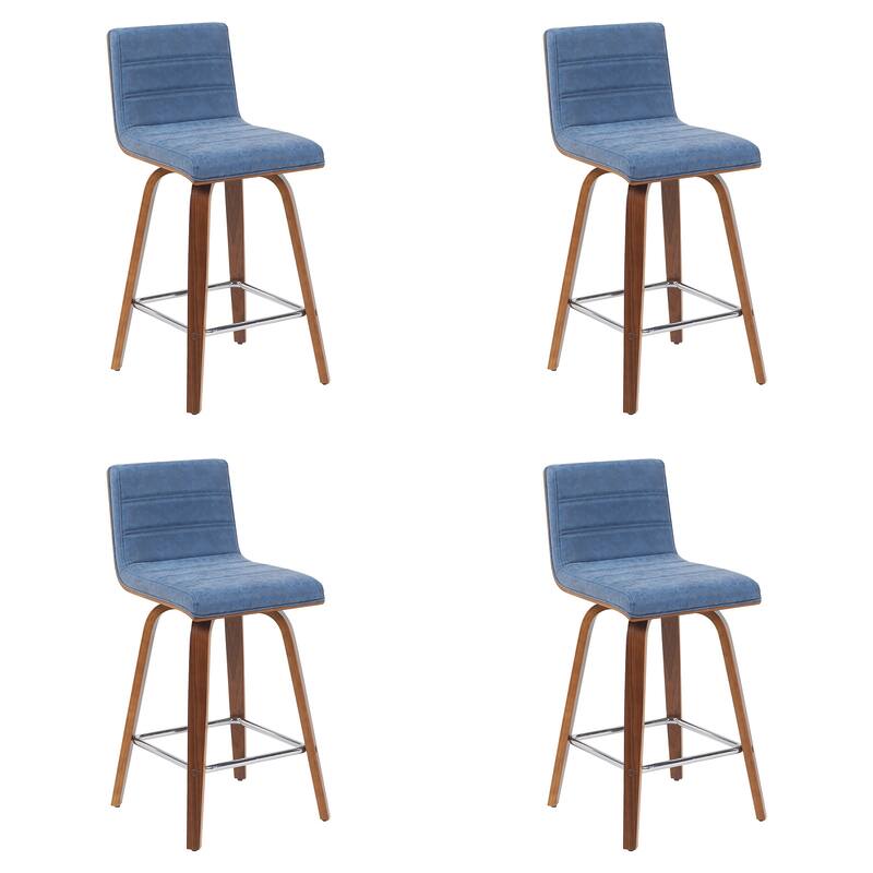 Skara Mid-Century Swivel Counter Stool, Upholstered Counter Height Chair with Bentwood Legs