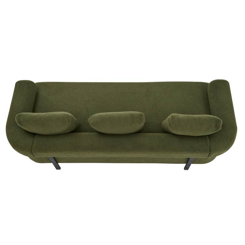 78" Modern 3-Seater Sofa Couch, Upholstered Sofa with Rolled Armrests & 3 Plush Pillows, Comfy Couch for Living Room, Bedroom