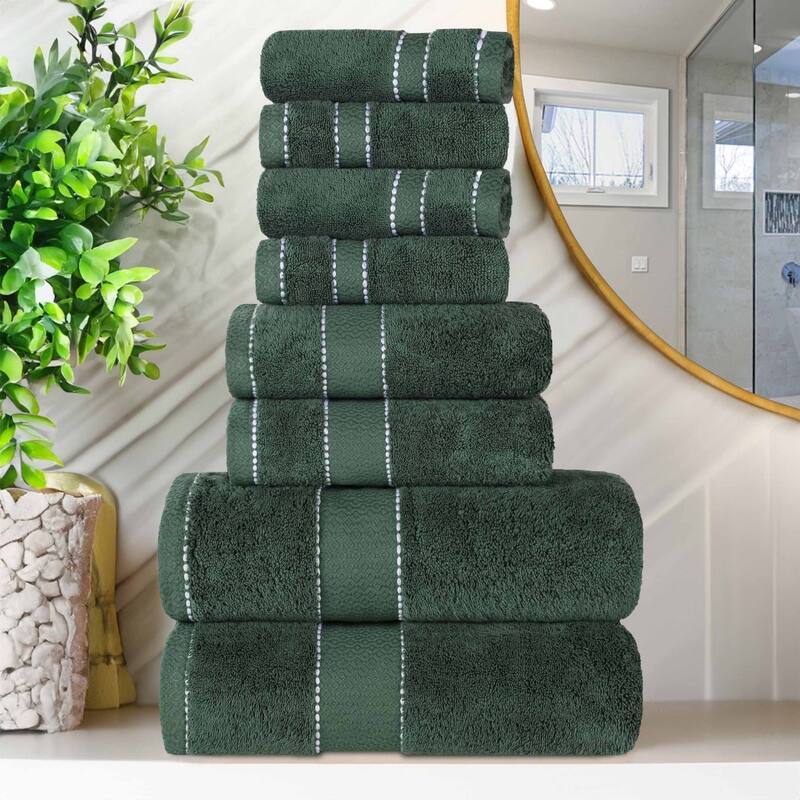 Superior Niles Cotton Ultra-Plush Absorbent 8 Piece Towel Set - Forest Green