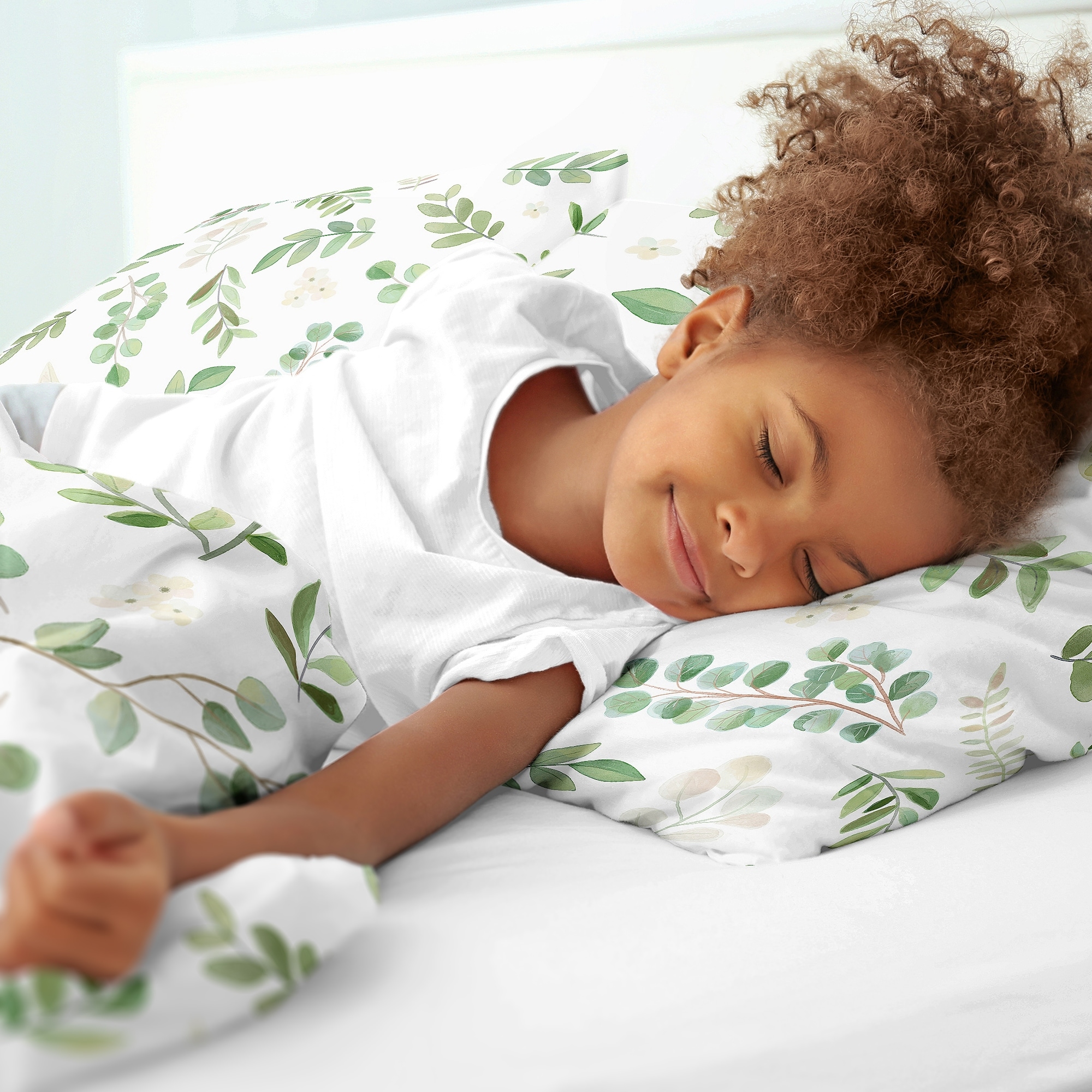 Sweet Jojo Designs Botanical Leaf 3 Piece Full queen Comforter Set In Green