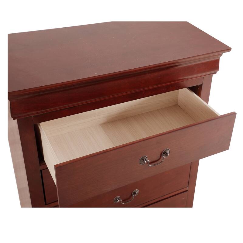 5-Drawer Wooden Bedroom Chest - 48" - Chestnut Brown