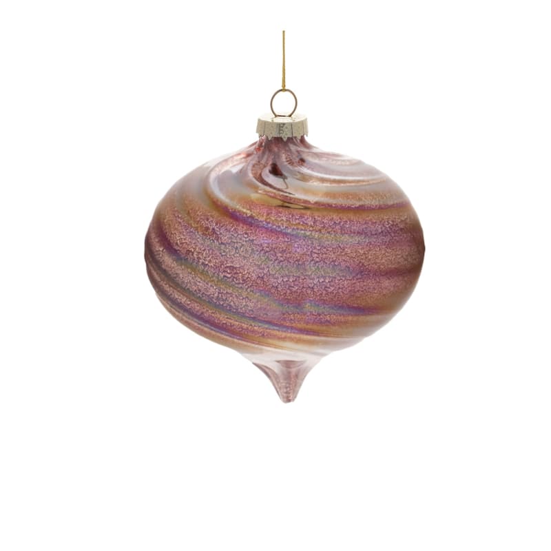 Iridescent Swirl Glass Christmas Ornaments - 6" - Purple - 6ct