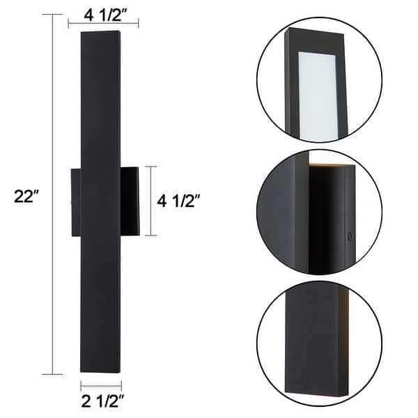 dimension image slide 1 of 6, C Cattleya 2-Light Matte Black Aluminum LED Outdoor Wall Sconce
