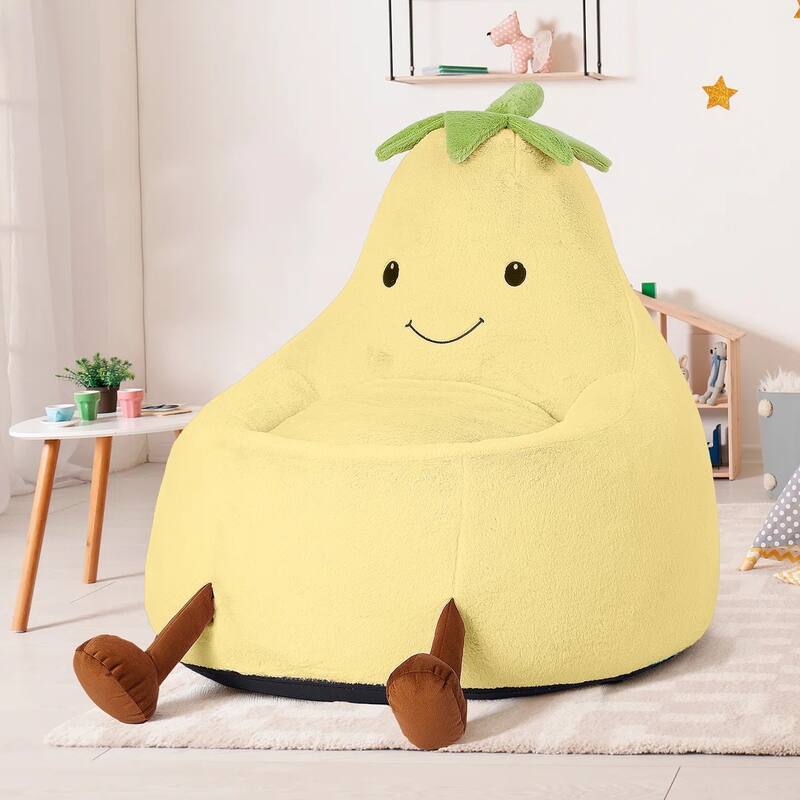Kids Eggplant Bean Bag Chair and Crash Pad Lounger Seat for Gaming, Reading and Watching TV for Toddlers and Children's Rooms - Yellow - Medium