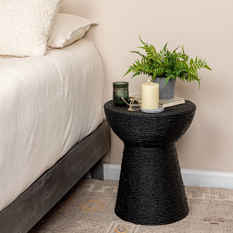 Corn Rope Accent Table - 16.3"L x 16.3"W x 20.1"H - Black