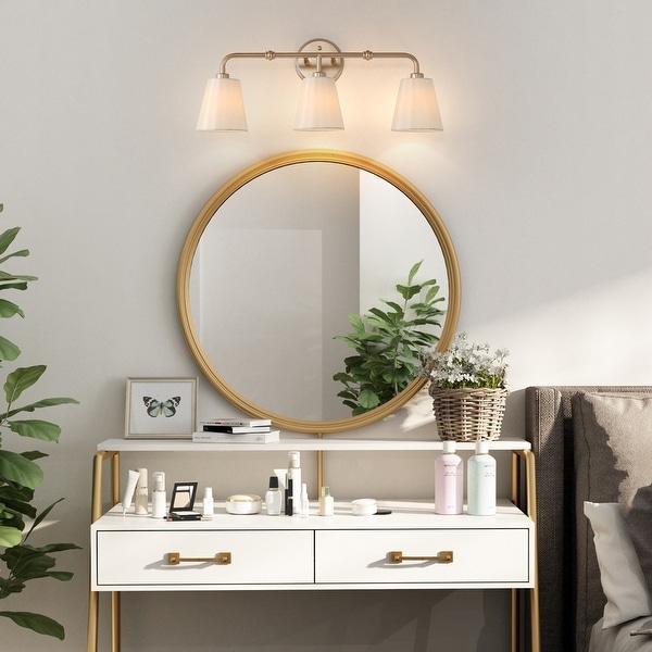 Fabrey 3 Light Bathroom Vanity Lights Gold Off White