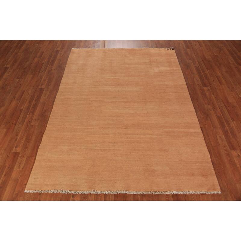 Modern Gabbeh Area Rug Handmade Oriental Solid Wool Carpet - 5'7" x 7'11"