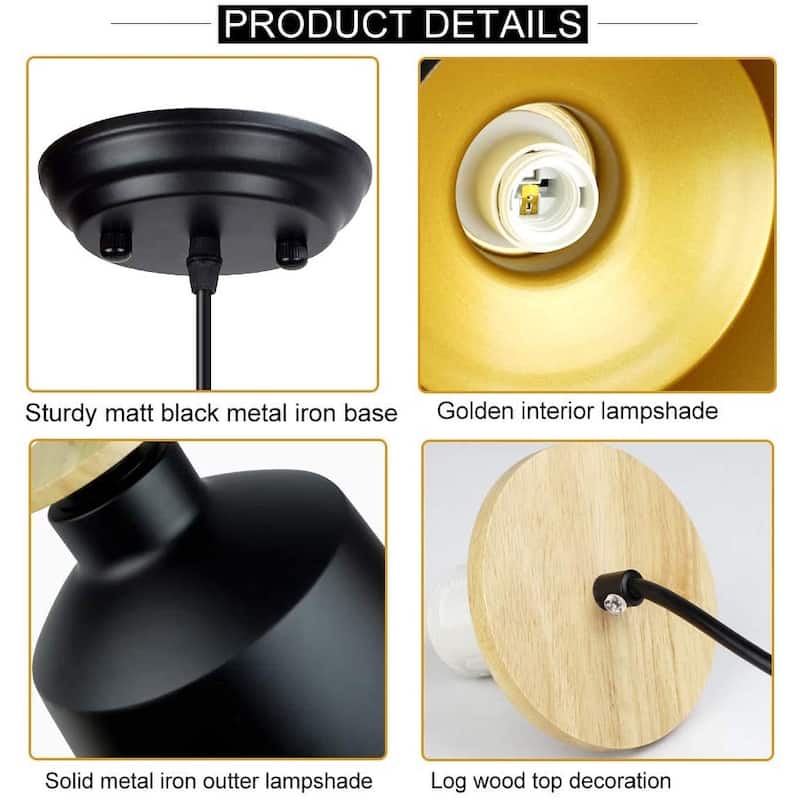 Black industrial pendant light adjustable bar ceiling hanging light