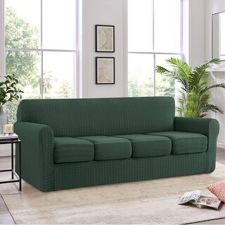 CHUN YI Houndstooth Fabric XL-Sofa Slipcover with 4 Cushion Covers