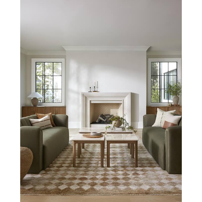 Galey Alix x Livabliss Myrtle Avenue V Vintage Checkerboard Area Rug - 8'10" x 12'2" - Taupe - Rectangle
