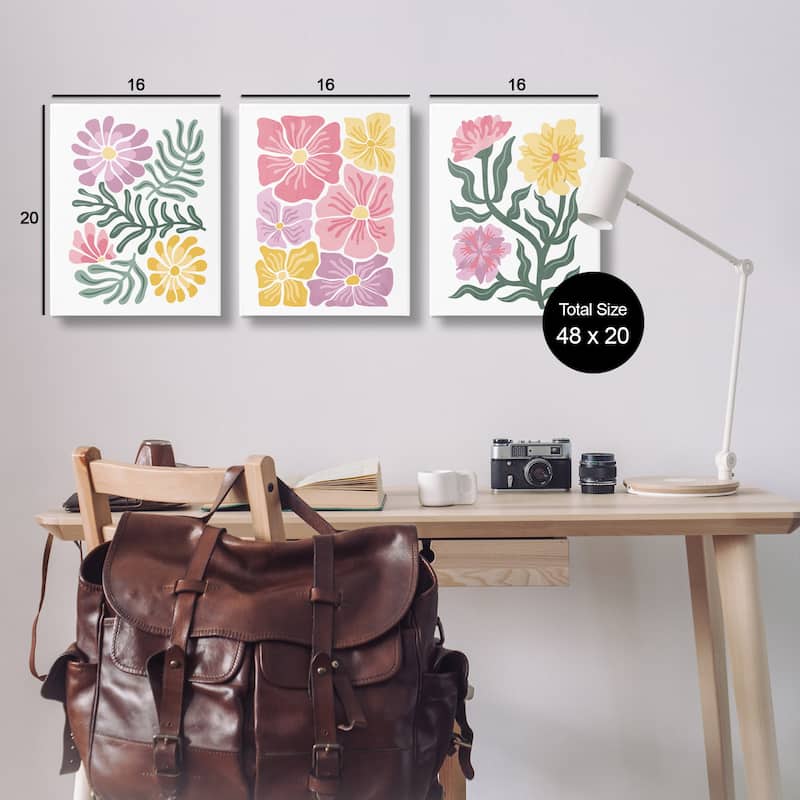 Stupell Minimal Spring Hue Flowers Canvas Wall Art Design By Kim Allen (Set of 3)
