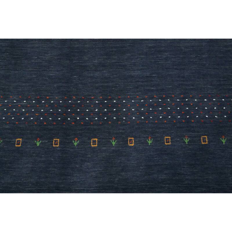 Hand Knotted Oriental 100% Wool Carpet Tribal Animal Pictorial Navy Blue & Blues Gabbeh Area Rug - 9' 10'' X 10' 0''