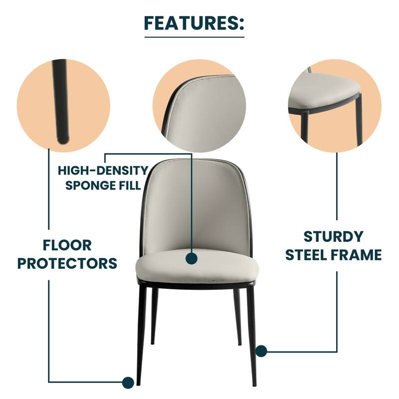 Dining Chair with Upholstered Seat Side Chair with MDF Wood Frame in Steel Set of 4
